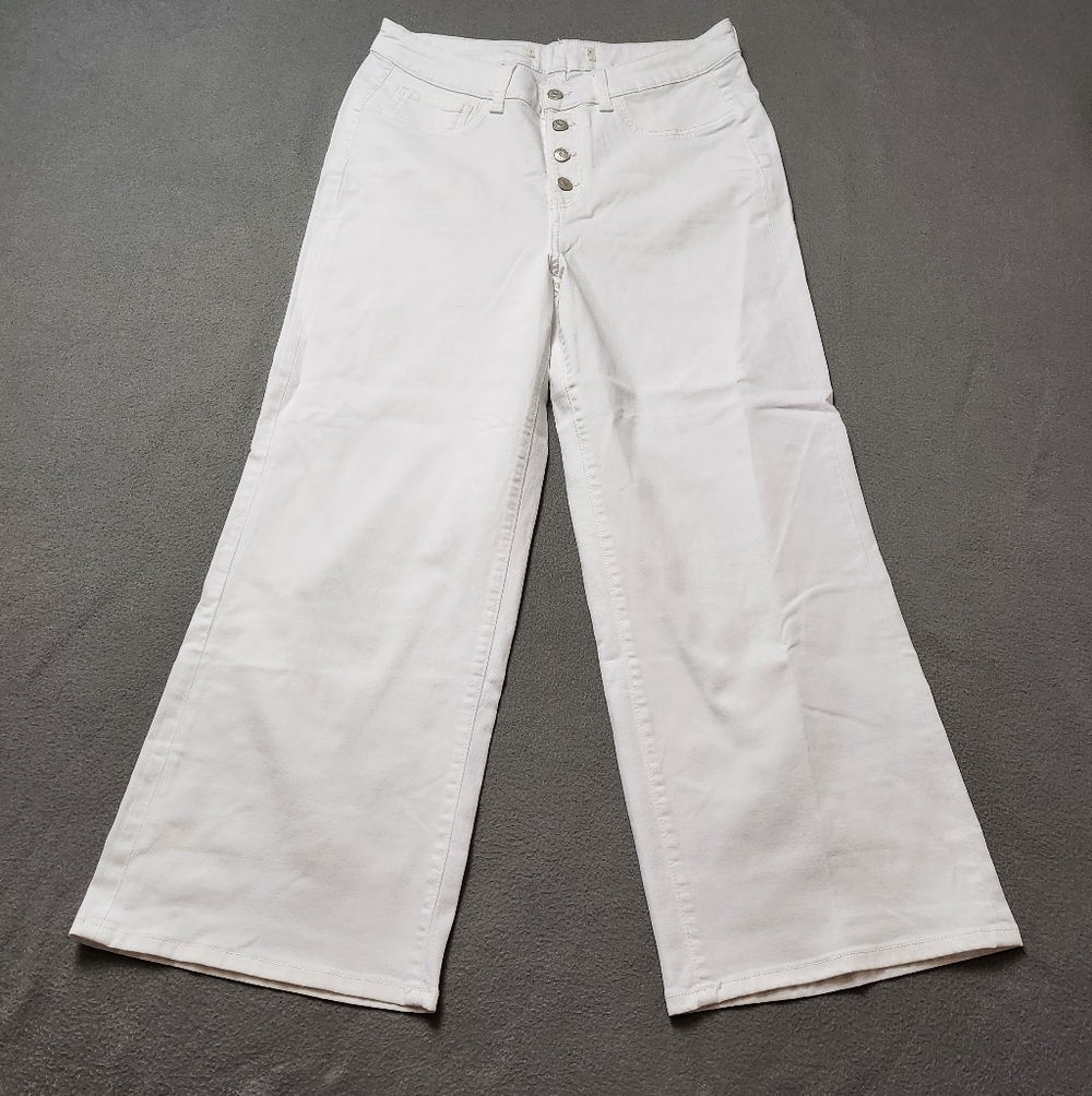 Denver Hayes White Wide Leg Flare Jeans